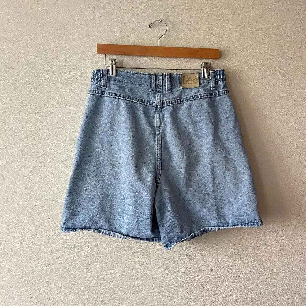 90s vintage LEE long denim shorts light wash baggy mom jean shorts
